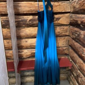 💙Gorgeous NWT Vintage Alex Evenings Ombré Blue Halter Dress 12